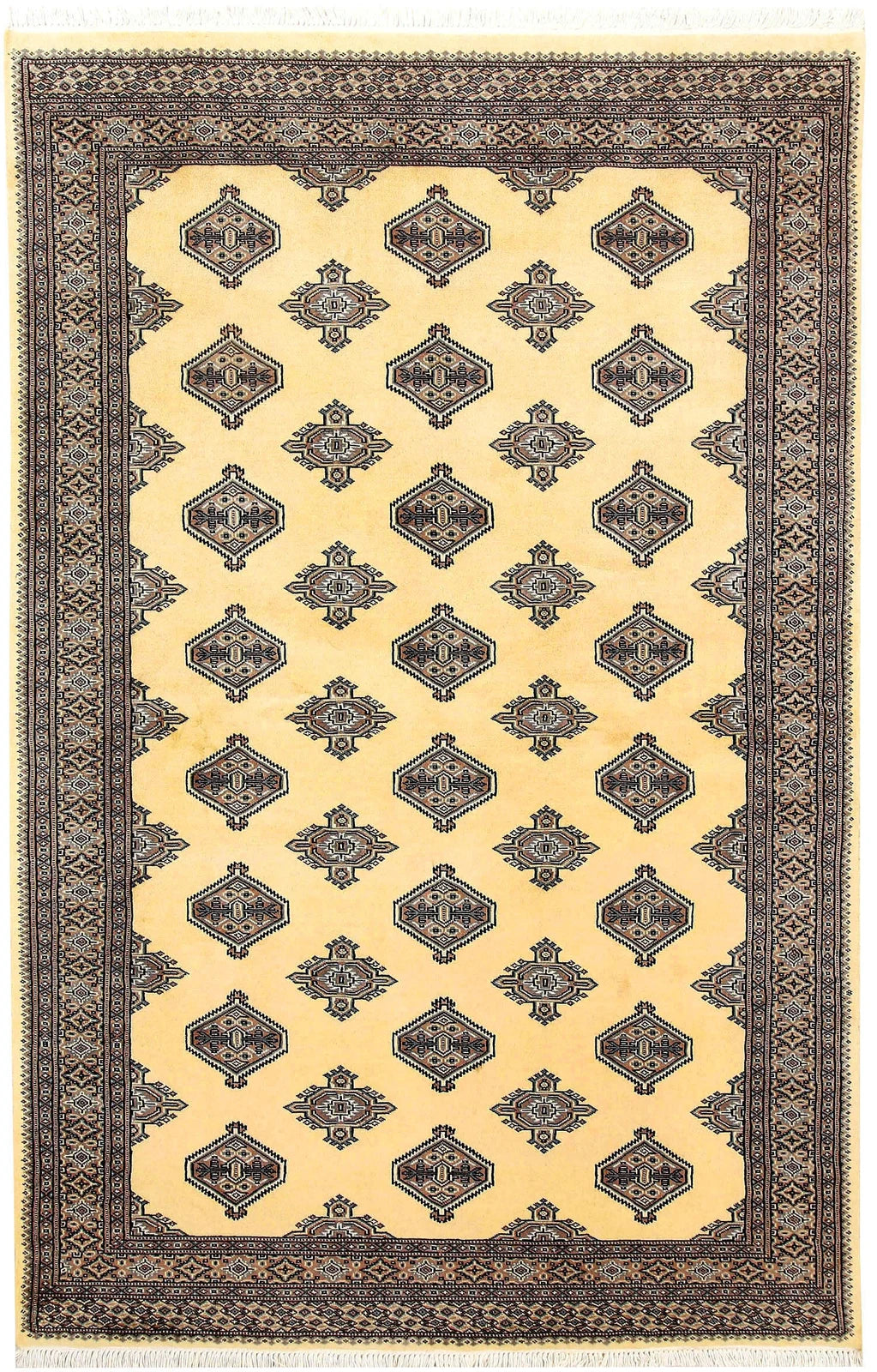 Yellow Pakistani Jaldar Rug 5' 1" x 7' 10" Hand-Knotted | No. QA48246