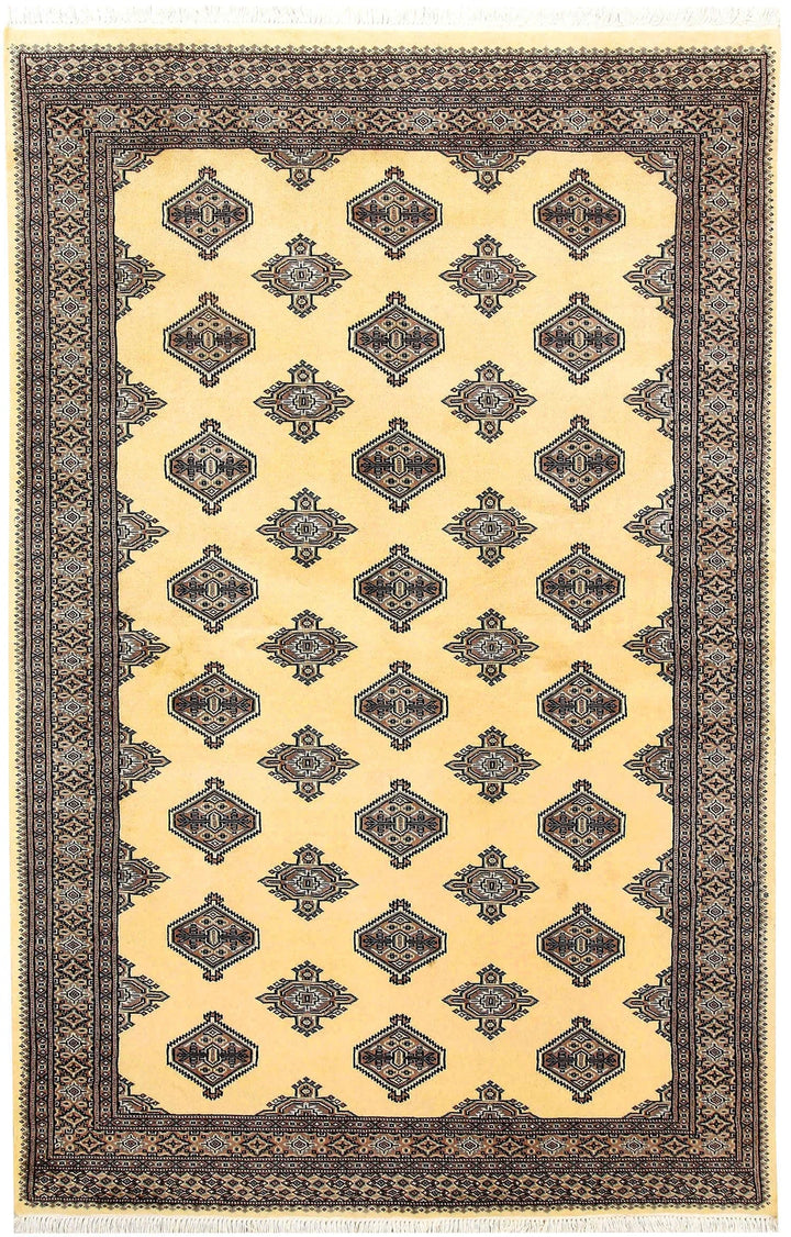Yellow Pakistani Jaldar Rug 5' 1" x 7' 10" Hand-Knotted | No. QA48246