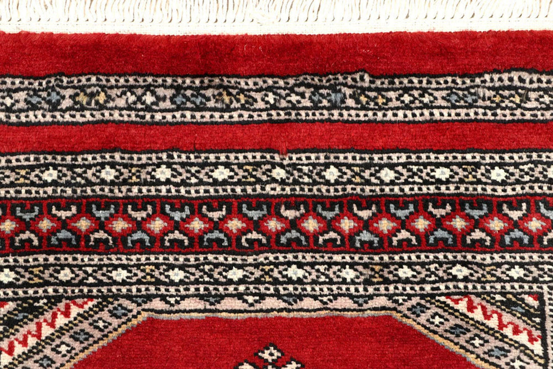 Firebrick Red Pakistani Jaldar Rug 2' 5" x 9' 1" Hand-Knotted | No. QA48250