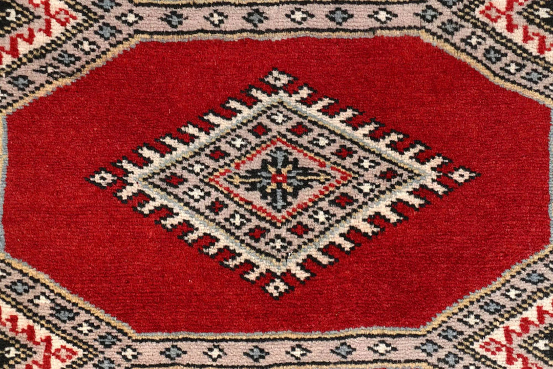 Firebrick Red Pakistani Jaldar Rug 2' 5" x 9' 1" Hand-Knotted | No. QA48250