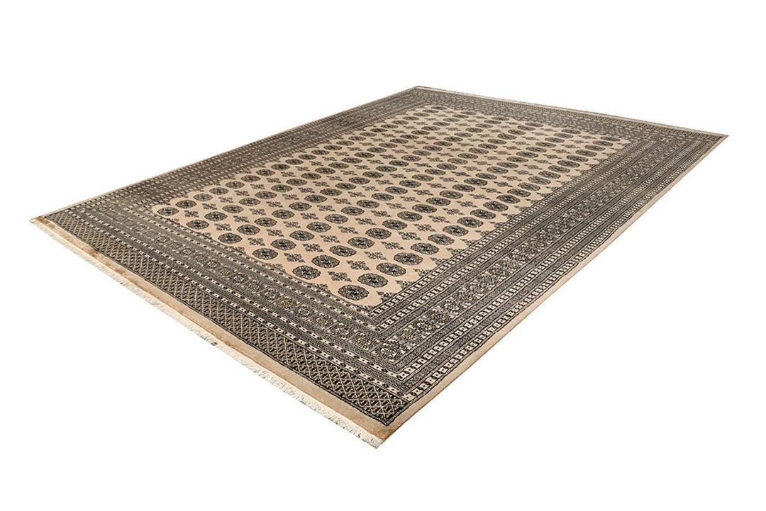 Brown Pakistani Bokhara Rug 9' 2" x 11' 10" Hand-Knotted | No. QA48294