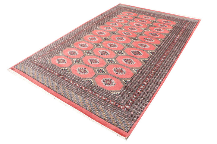 Salmon Pakistani Jaldar Rug 6' 7" x 10' 2" Hand-Knotted | No. QA48295