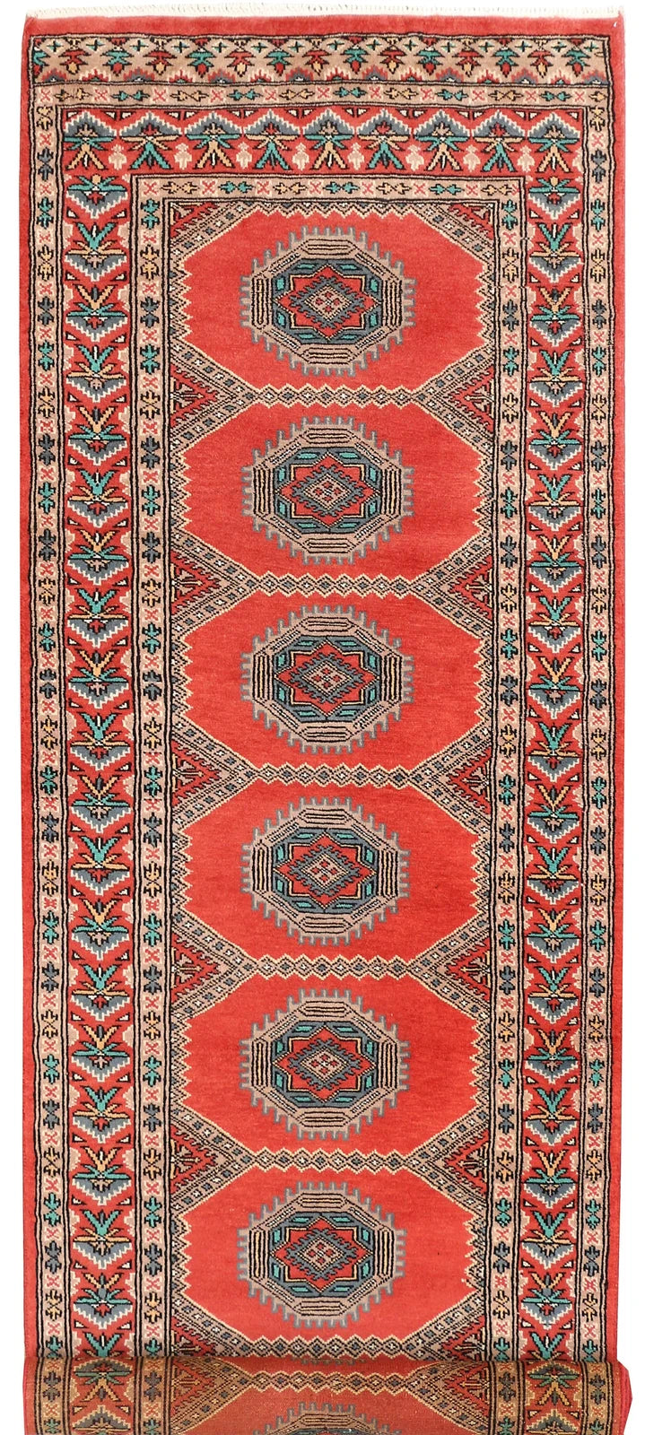 Salmon Pakistani Jaldar Runner Rug 2' 7" x 8' 6" Hand-Knotted | No. QA48305