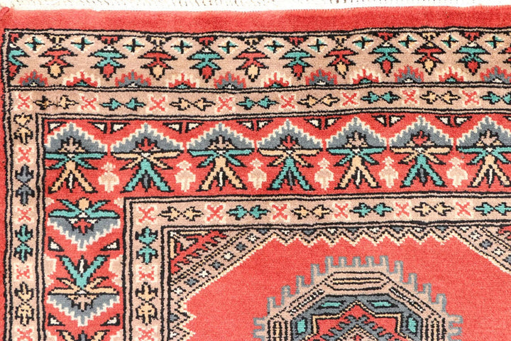Salmon Pakistani Jaldar Runner Rug 2' 7" x 8' 6" Hand-Knotted | No. QA48305