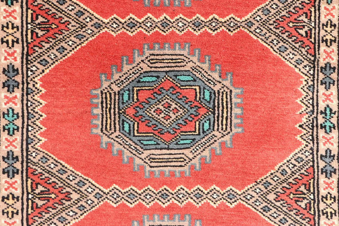 Salmon Pakistani Jaldar Runner Rug 2' 7" x 8' 6" Hand-Knotted | No. QA48305