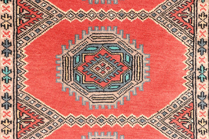 Salmon Pakistani Jaldar Runner Rug 2' 7" x 8' 6" Hand-Knotted | No. QA48305
