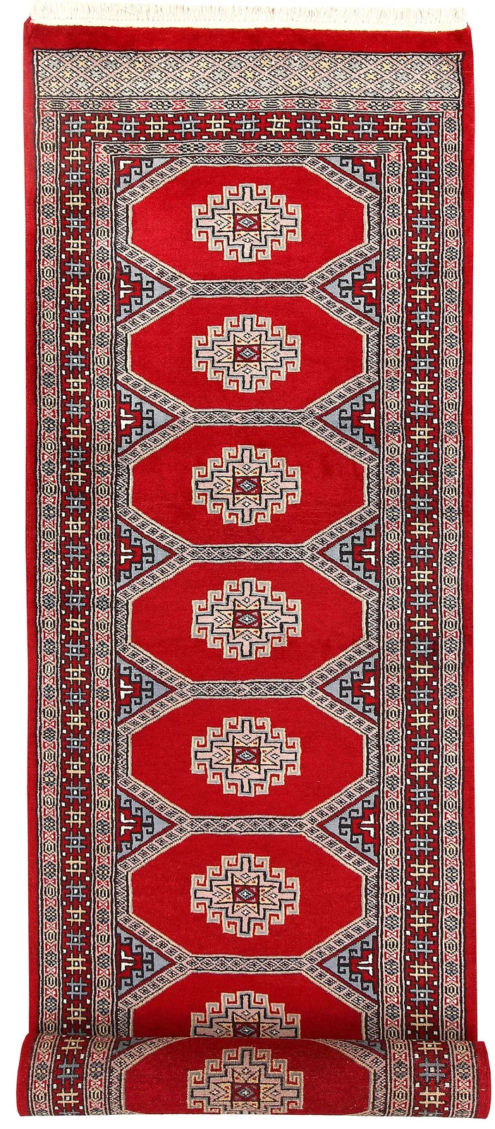 Red Pakistani Jaldar Rug 2' 6" x 9' 9" Hand-Knotted | No. QA48310