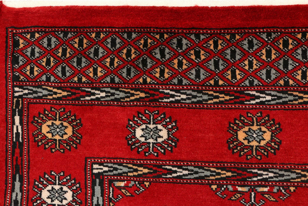 Dark Red Pakistani Bokhara Rug 3' 1" x 5' Hand-Knotted | No. QA48405