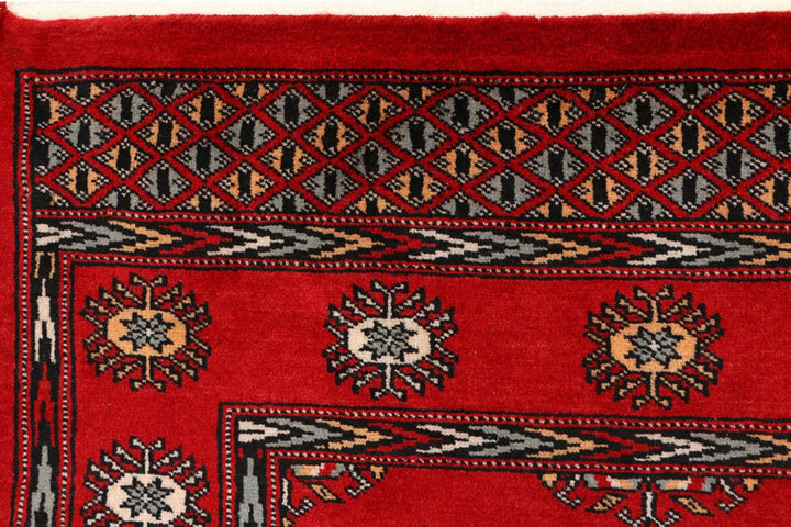 Dark Red Pakistani Bokhara Rug 3' 1" x 5' Hand-Knotted | No. QA48405