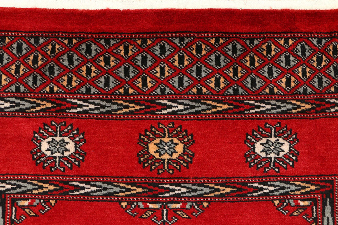 Dark Red Pakistani Bokhara Rug 3' 1" x 5' Hand-Knotted | No. QA48405
