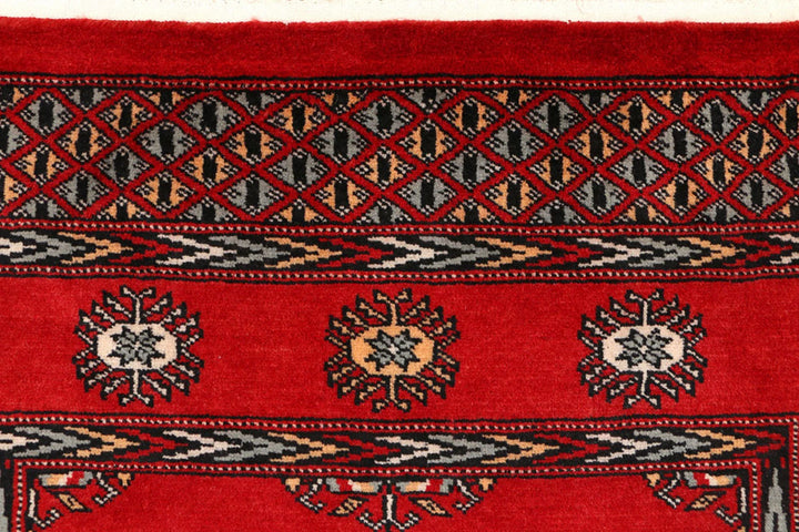 Dark Red Pakistani Bokhara Rug 3' 1" x 5' Hand-Knotted | No. QA48405