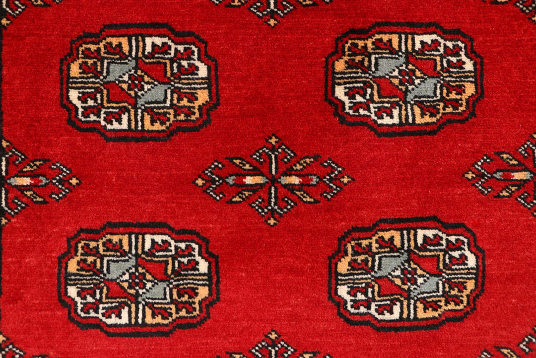 Dark Red Pakistani Bokhara Rug 3' 1" x 5' Hand-Knotted | No. QA48405