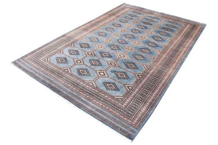 Light Slate Grey Pakistani Jaldar Rug 6' 7" x 10' 1" Hand-Knotted | No. QA48415