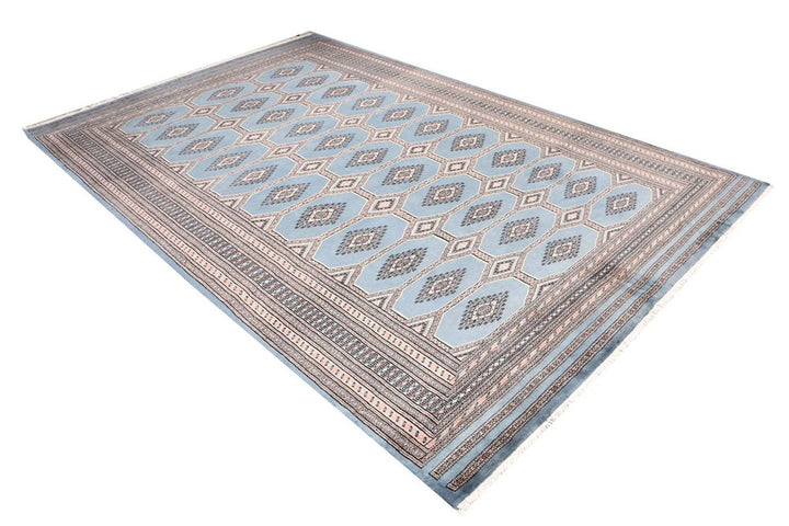 Light Slate Grey Pakistani Jaldar Rug 6' 7" x 10' 1" Hand-Knotted | No. QA48415