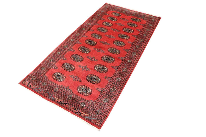 Salmon Pakistani Bokhara Rug 3' 1" x 6' Hand-Knotted | No. QA48418