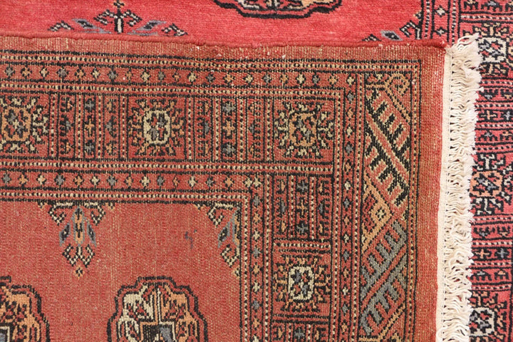 Salmon Pakistani Bokhara Rug 3' 1" x 6' Hand-Knotted | No. QA48418