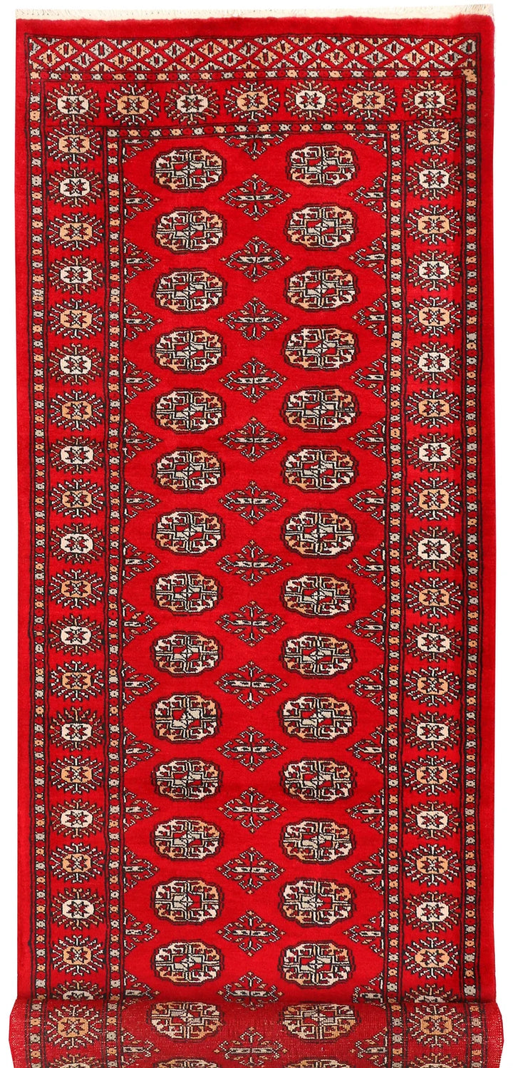Dark Red Pakistani Bokhara Rug 2' 9" x 8' 10" Hand-Knotted | No. QA48489