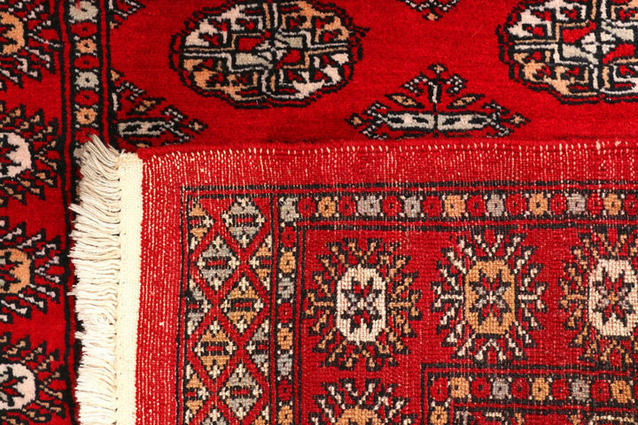 Dark Red Pakistani Bokhara Rug 2' 9" x 8' 10" Hand-Knotted | No. QA48489