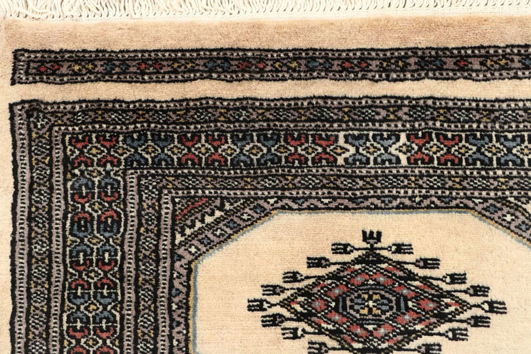 White Pakistani Jaldar Rug 2' 4" x 8' 10" Hand-Knotted | No. QA48504