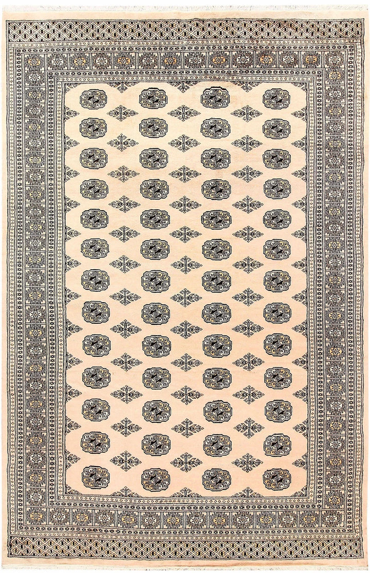 Brown Pakistani Bokhara Rug 5' 10" x 8' 10" Hand-Knotted | No. QA48567