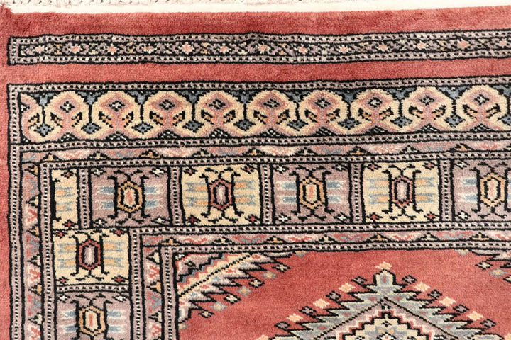 Dark Salmon Pakistani Jaldar Rug 2' 8" x 10' Hand-Knotted | No. QA48592