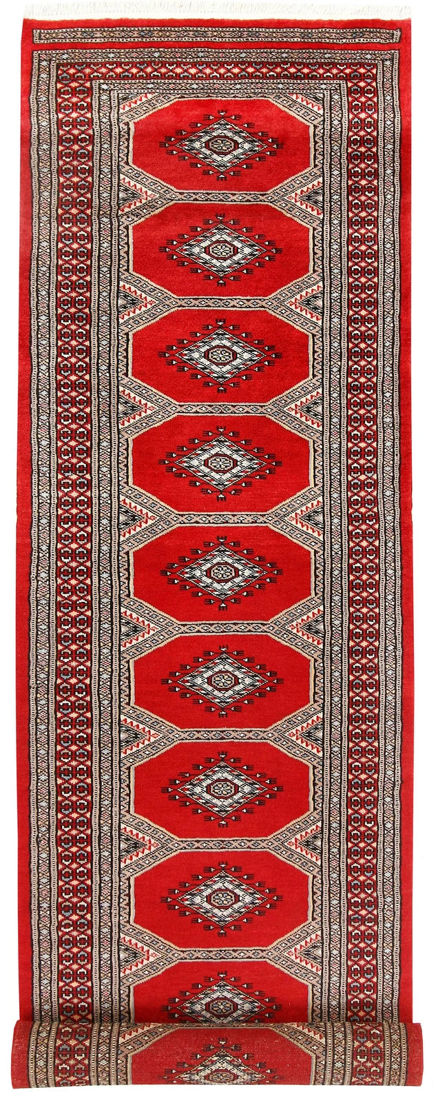 Red Pakistani Jaldar Rug 2' 5" x 9' 9" Hand-Knotted | No. QA48606