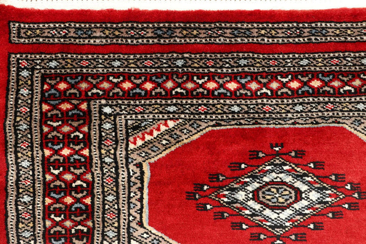 Red Pakistani Jaldar Rug 2' 5" x 9' 9" Hand-Knotted | No. QA48606