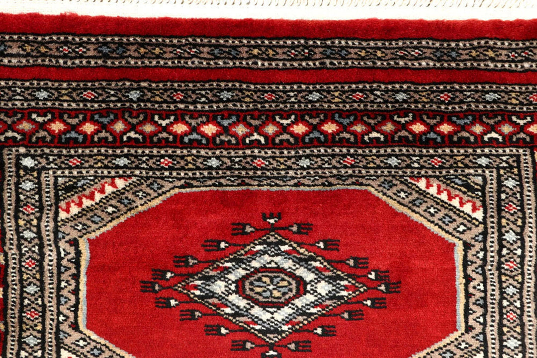 Red Pakistani Jaldar Rug 2' 5" x 9' 9" Hand-Knotted | No. QA48606