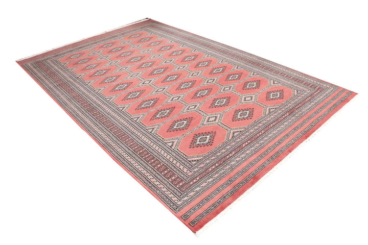 Dark Salmon Pakistani Jaldar Rug 6' 7" x 10' 1" Hand-Knotted | No. QA48648