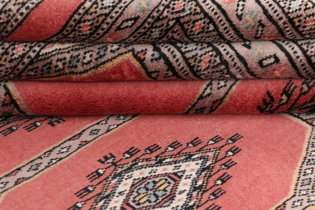 Dark Salmon Pakistani Jaldar Rug 6' 7" x 10' 1" Hand-Knotted | No. QA48648