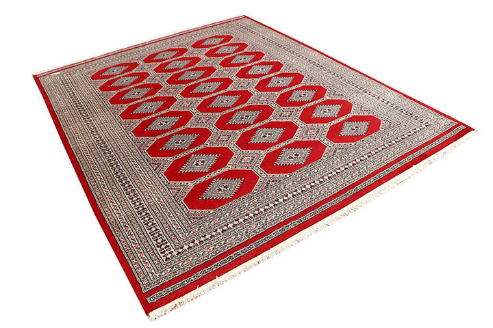 Firebrick Red Pakistani Jaldar Rug 6' 6" x 8' Hand-Knotted | No. QA48723