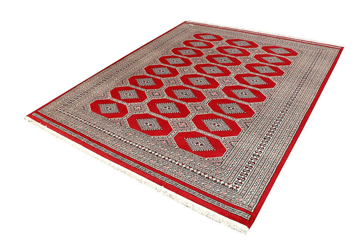 Firebrick Red Pakistani Jaldar Rug 6' 6" x 8' Hand-Knotted | No. QA48723