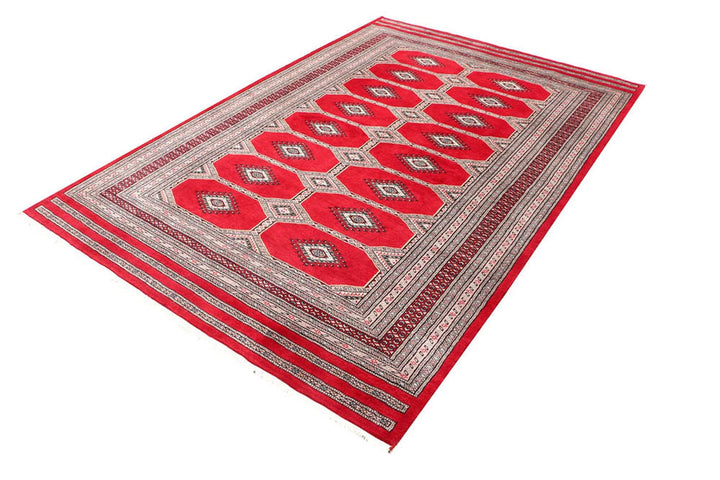 Dark Red Pakistani Jaldar Rug 5' 6" x 8' 1" Hand-Knotted | No. QA48787