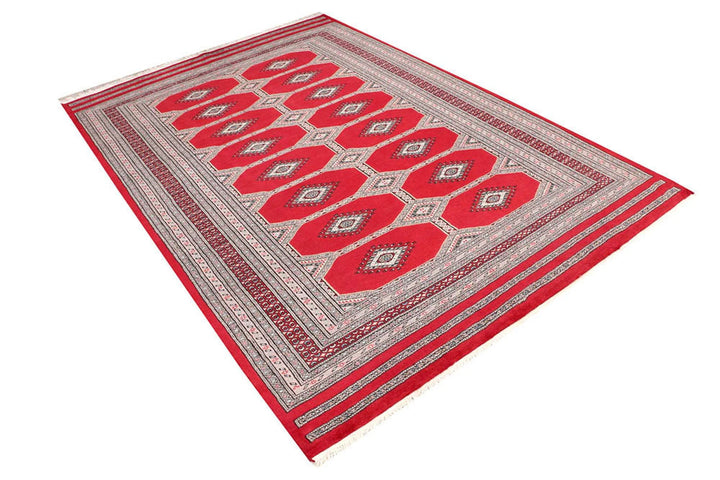 Dark Red Pakistani Jaldar Rug 5' 6" x 8' 1" Hand-Knotted | No. QA48787