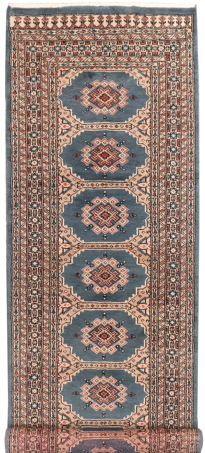 Light Slate Grey Pakistani Jaldar Rug 2' 7" x 8' 10" Hand-Knotted | No. QA48811