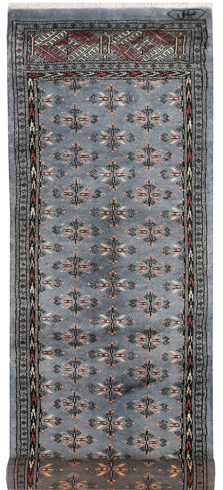 Grey Pakistani Butterfly Runner 2' 6" x 8' 6" Hand-Knotted | No. QA48820