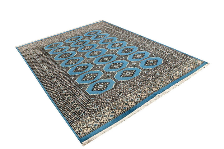Sky Blue Pakistani Jaldar Rug 6' 7" x 8' 6" Hand-Knotted | No. QA48959