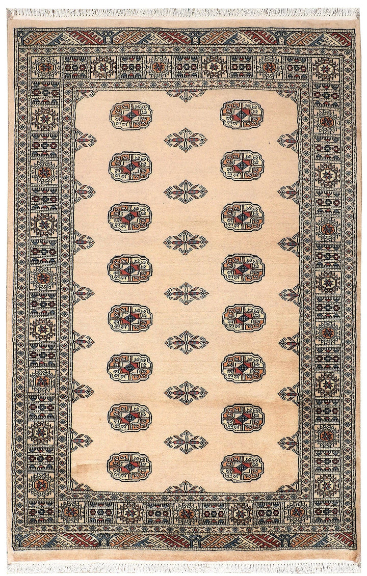 Brown Pakistani Bokhara Rug 4' 1" x 6' 3" Hand-Knotted | No. QA48972