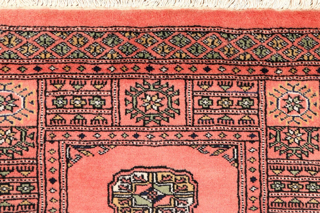 Salmon Pakistani Bokhara Rug 2'8" x 9'1" Hand-Knotted | No. QA49065