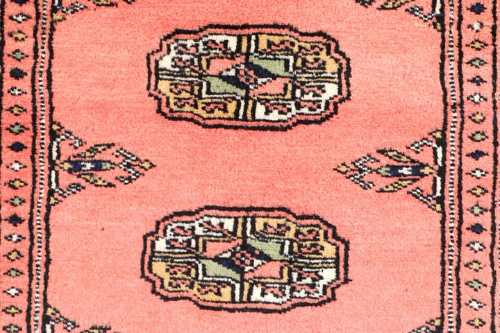 Salmon Pakistani Bokhara Rug 2'8" x 9'1" Hand-Knotted | No. QA49065