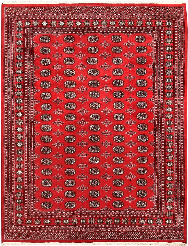 Firebrick Red Pakistani Bokhara Rug 7' 10" x 10' Hand-Knotted | No. QA49243