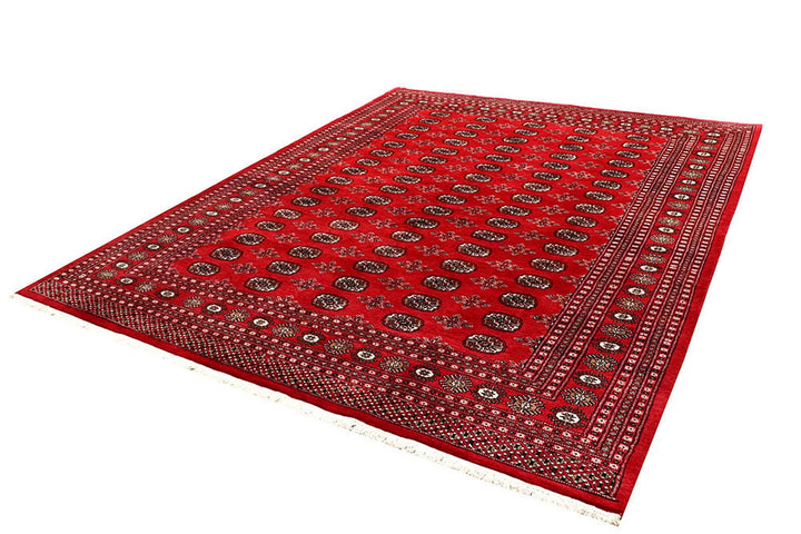 Firebrick Red Pakistani Bokhara Rug 7' 10" x 10' Hand-Knotted | No. QA49243