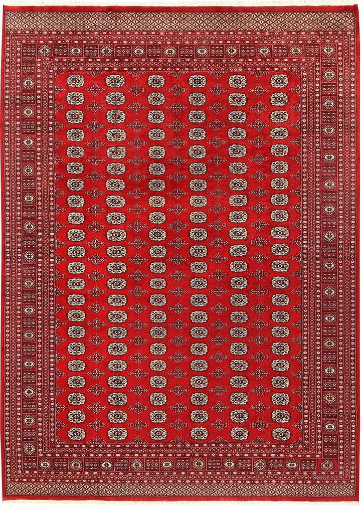 Red Pakistani Bokhara Rug 8' 11" x 12' 6" Hand-Knotted | No. QA49325