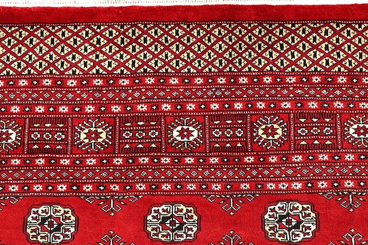 Red Pakistani Bokhara Rug 8' 11" x 12' 6" Hand-Knotted | No. QA49325