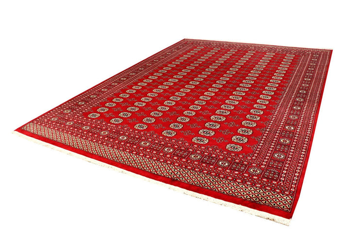 Red Pakistani Bokhara Rug 8' 11" x 12' 6" Hand-Knotted | No. QA49325