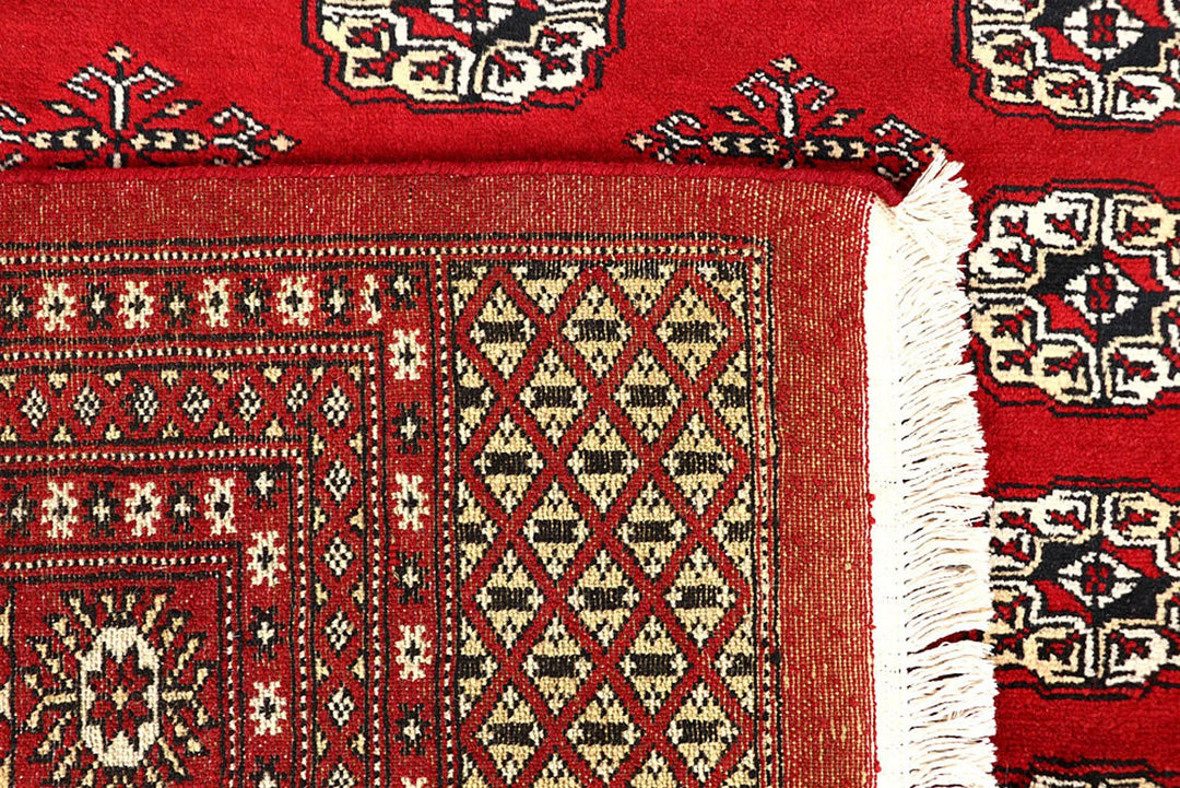 Red Pakistani Bokhara Rug 8' 11" x 12' 6" Hand-Knotted | No. QA49325