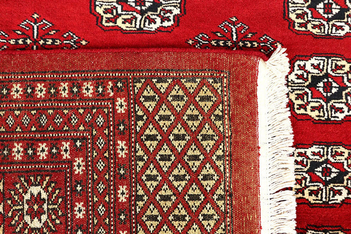 Red Pakistani Bokhara Rug 8' 11" x 12' 6" Hand-Knotted | No. QA49325