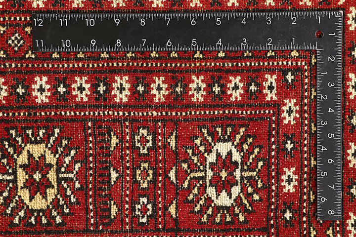 Red Pakistani Bokhara Rug 8' 11" x 12' 6" Hand-Knotted | No. QA49325