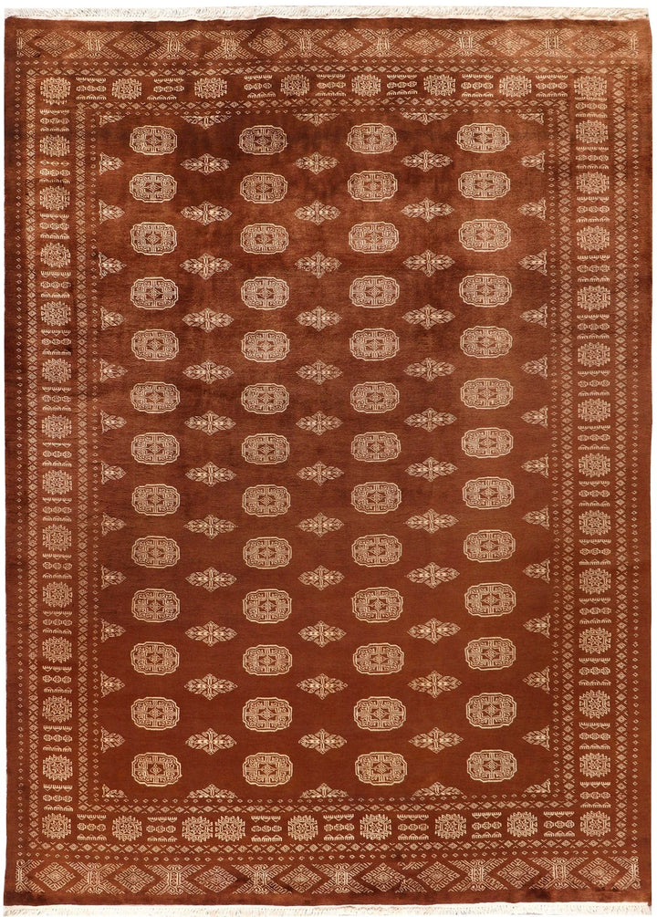 Saddle Brown Pakistani Bokhara Rug 6' 4" x 8' 10" Hand-Knotted | No. QA49481