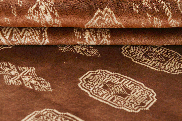 Saddle Brown Pakistani Bokhara Rug 6' 4" x 8' 10" Hand-Knotted | No. QA49481